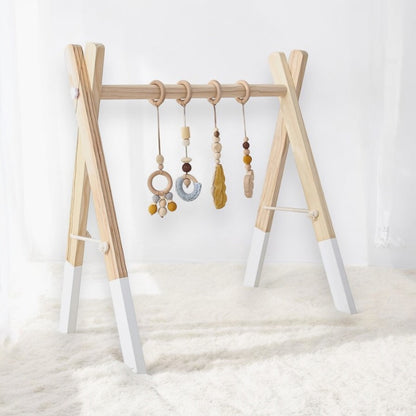 1Set Baby Fitness Frames Wooden Rattle Toys Baby Activity Gym Mobile Suspension Baby Room Decoration Newborn Baby Accessories