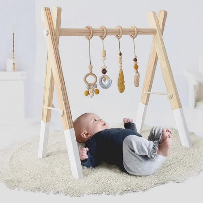 1Set Baby Fitness Frames Wooden Rattle Toys Baby Activity Gym Mobile Suspension Baby Room Decoration Newborn Baby Accessories