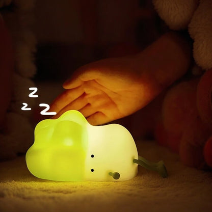 Touch Sensor Cabbage LED Nightlight: USB Rechargeable & Dimmable Mood Lamp for Bedroom Decor