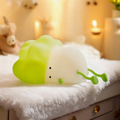 Touch Sensor Cabbage LED Nightlight: USB Rechargeable & Dimmable Mood Lamp for Bedroom Decor