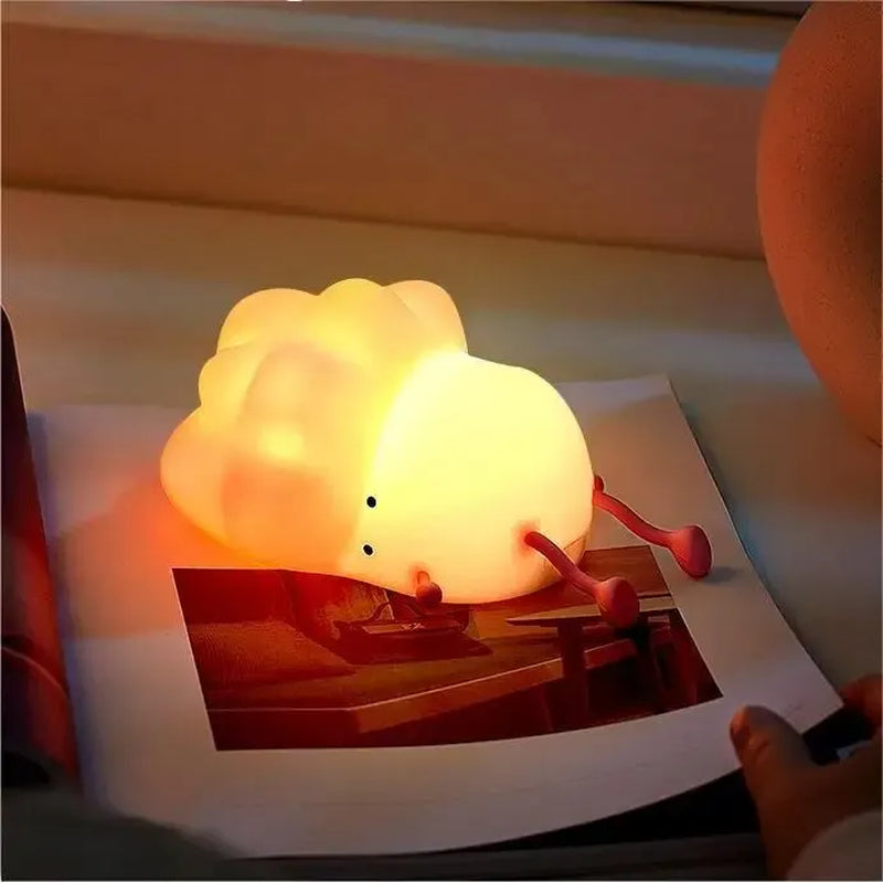 Touch Sensor Cabbage LED Nightlight: USB Rechargeable & Dimmable Mood Lamp for Bedroom Decor