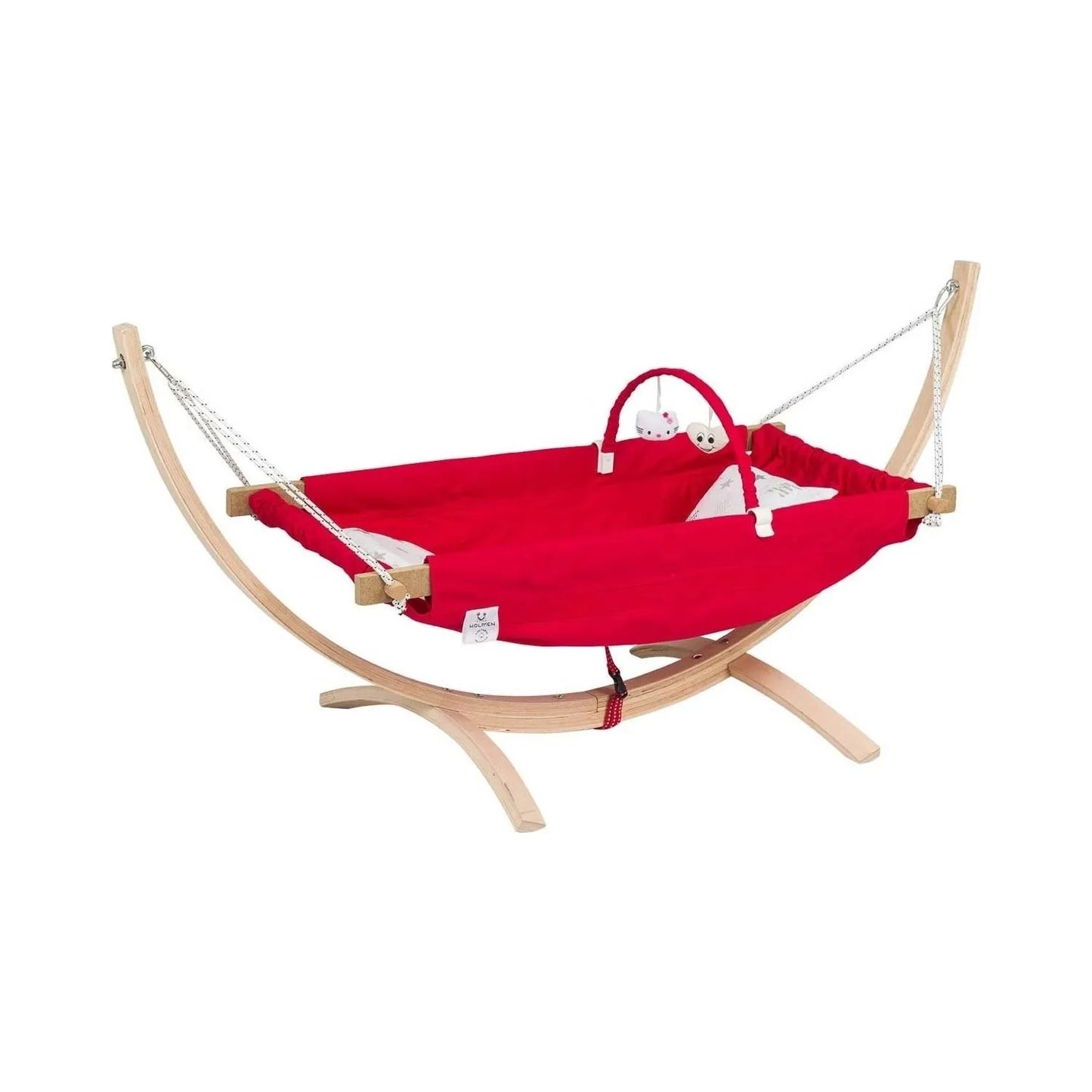 Natural Beech Wood Baby Hammock Cradle & Play Gym – Premium Newborn Bed with Wooden Stand