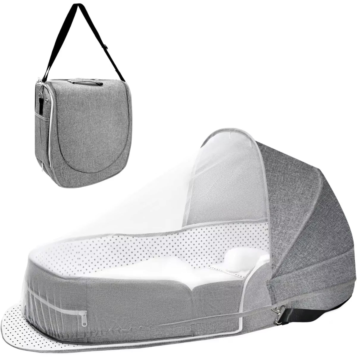 Portable Baby Travel Bassinet Bed – Foldable Infant Co-Sleeper with Mosquito Net & Canopy