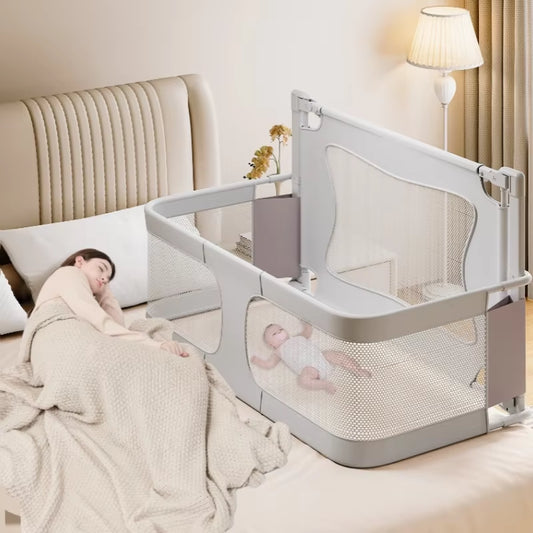 Portable Baby Crib with Anti-Pressure Bed – Folding Playpen with Guard Rail