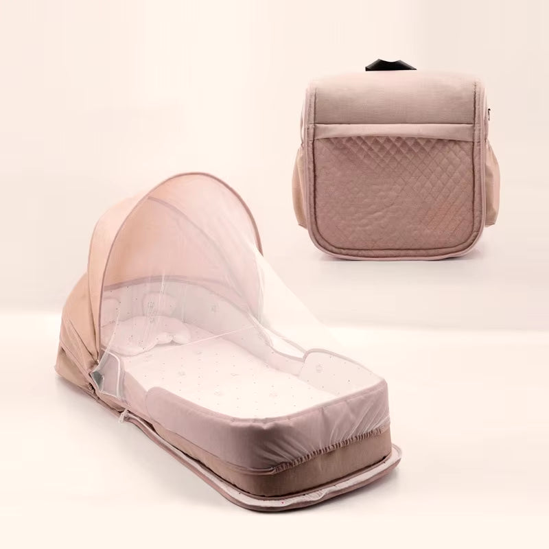 Portable Baby Travel Bassinet Bed – Foldable Infant Co-Sleeper with Mosquito Net & Canopy