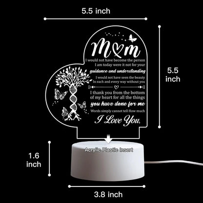 Acrylic Night Light – The Perfect Gift for New Moms (Birthday, Christmas, Mother’s Day, Thanksgiving)