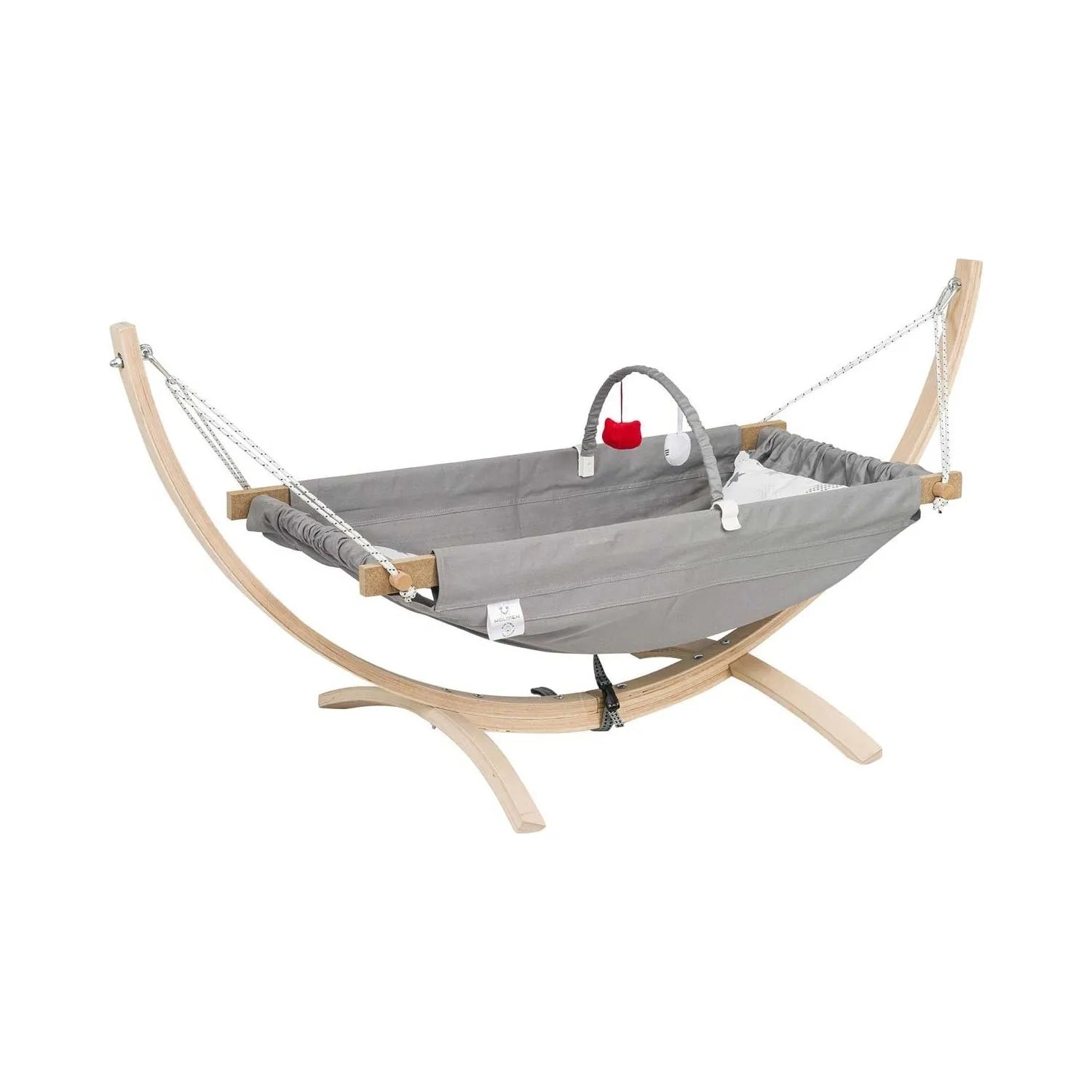 Natural Beech Wood Baby Hammock Cradle & Play Gym – Premium Newborn Bed with Wooden Stand