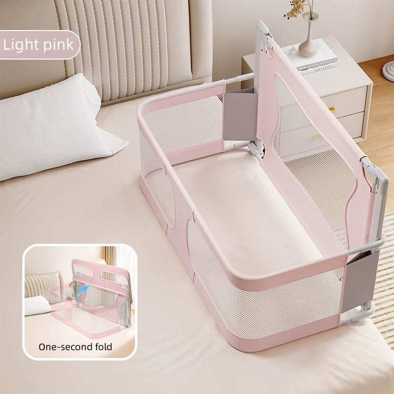 Portable Baby Crib with Anti-Pressure Bed – Folding Playpen with Guard Rail