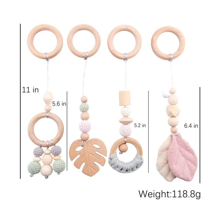 1Set Baby Fitness Frames Wooden Rattle Toys Baby Activity Gym Mobile Suspension Baby Room Decoration Newborn Baby Accessories